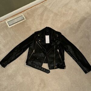 Women’s black leather jacket